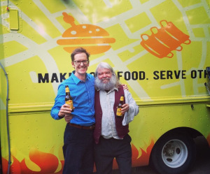 With the Theologian David Taylor in front of a Texan Bishop's Taco Truck!